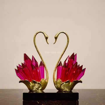 Shimmer & Grace Pink Crystal-Accented Golden Swans