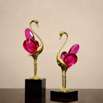 Tropical Luxury Golden Flamingos with Crystal Splendor