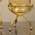 Golden Floral Glass Bowls – Elegant Duo on Designer Stand - ALFA DECOR