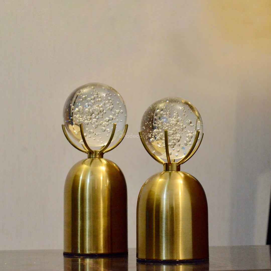 Celestial Bubble Domes on Brass Pedestal