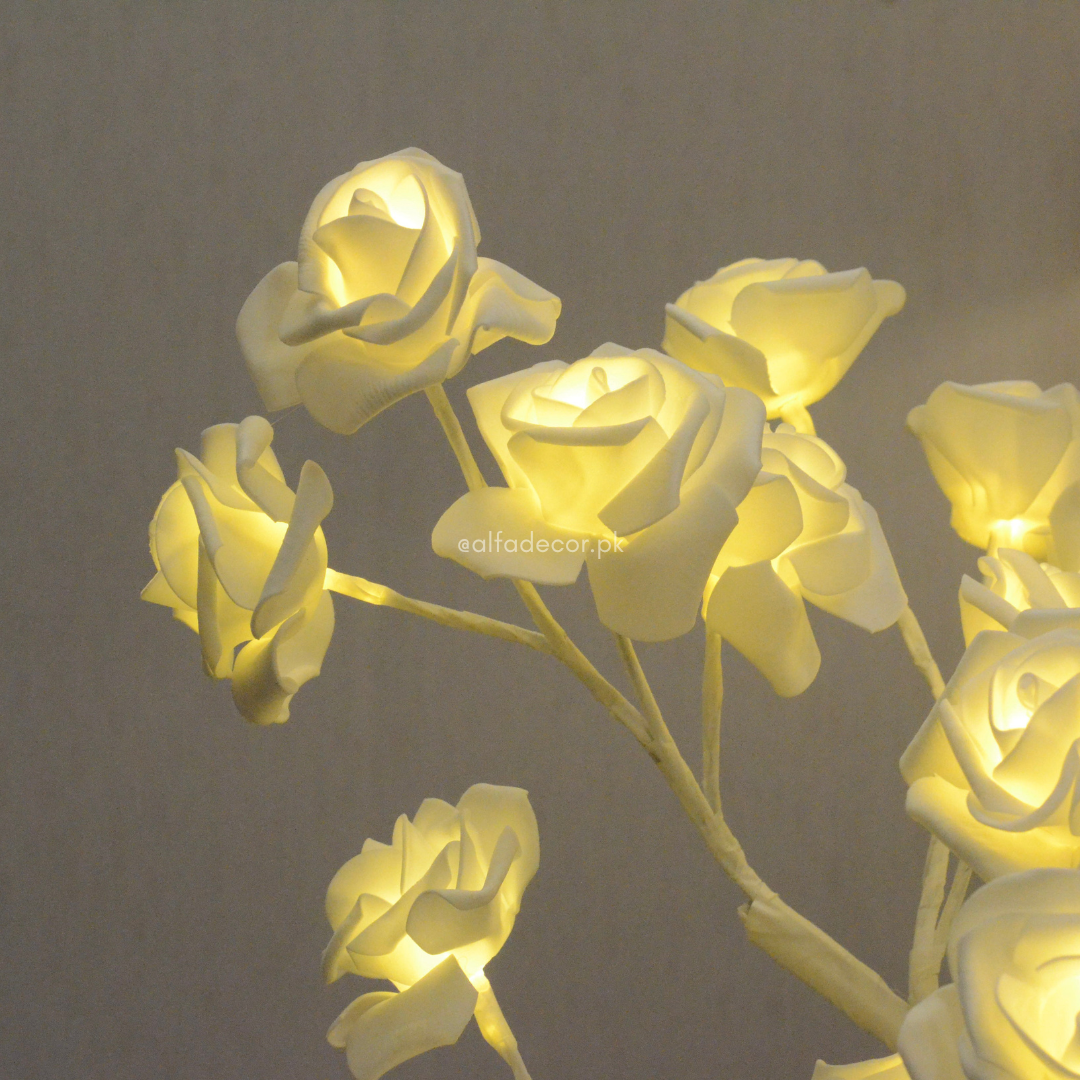 White Rose LED Light Tree – Elegant Floral Night Lamp for Home Decor by Alfa Decor