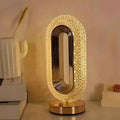 Luminous Loop Crystal Table Lamp – Golden Glow Edition