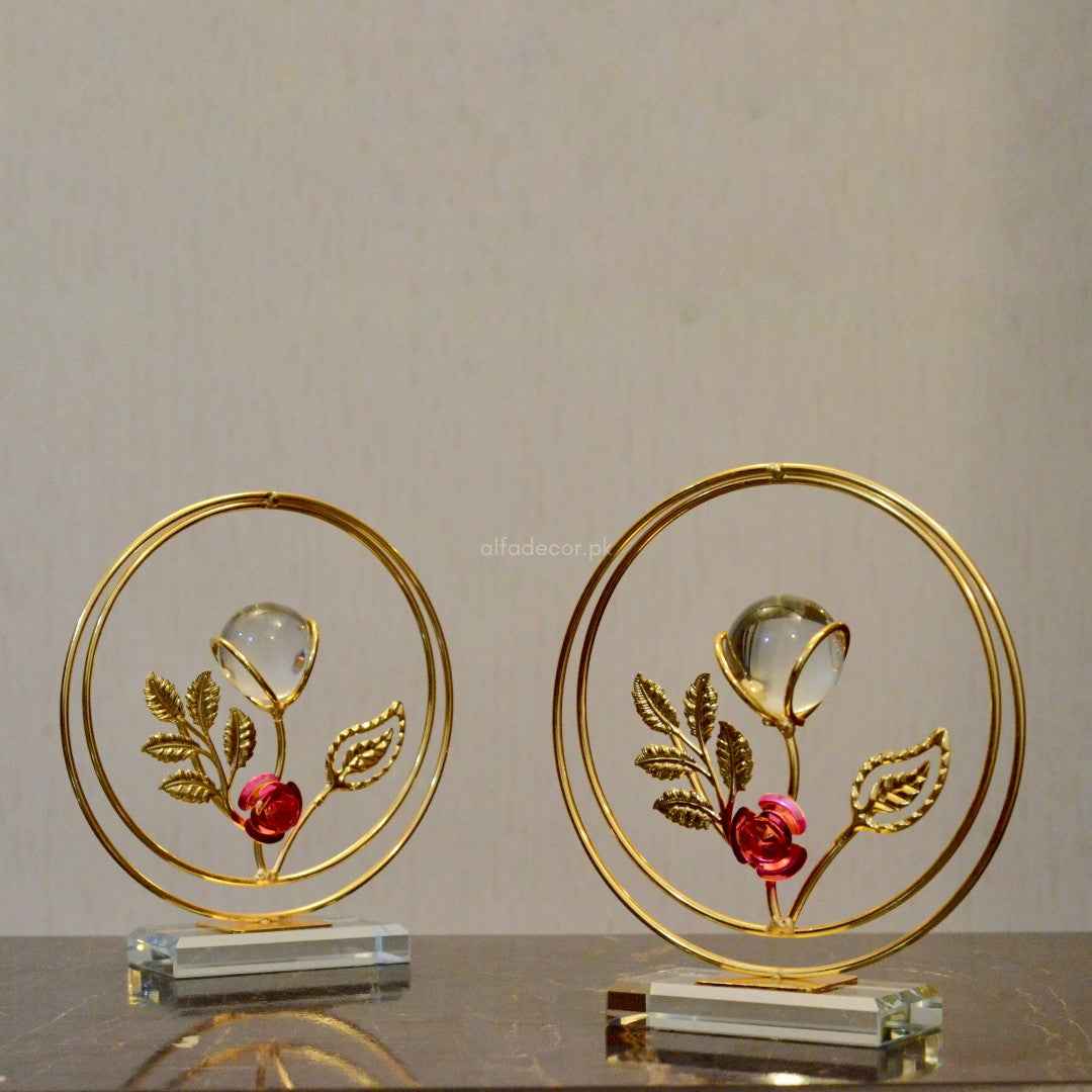 Eternal Bloom in Golden Circle – Rose Orb Accent