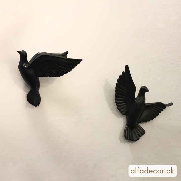6 Pcs Hanging Birds | Matte Black