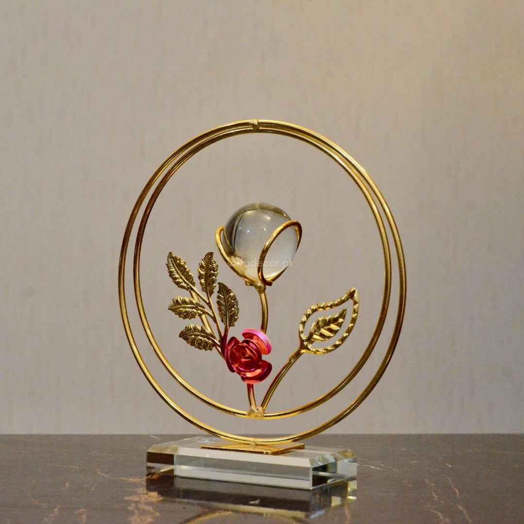 Eternal Bloom in Golden Circle – Rose Orb Accent