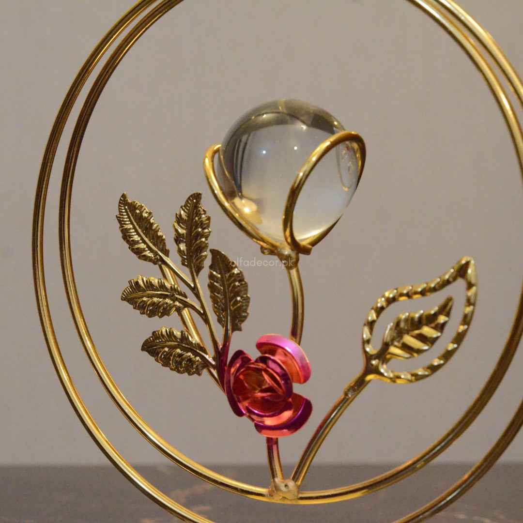 Eternal Bloom in Golden Circle – Rose Orb Accent