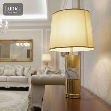 Pair of Artemis Marble Column Lamp – Architectural Metal Grace