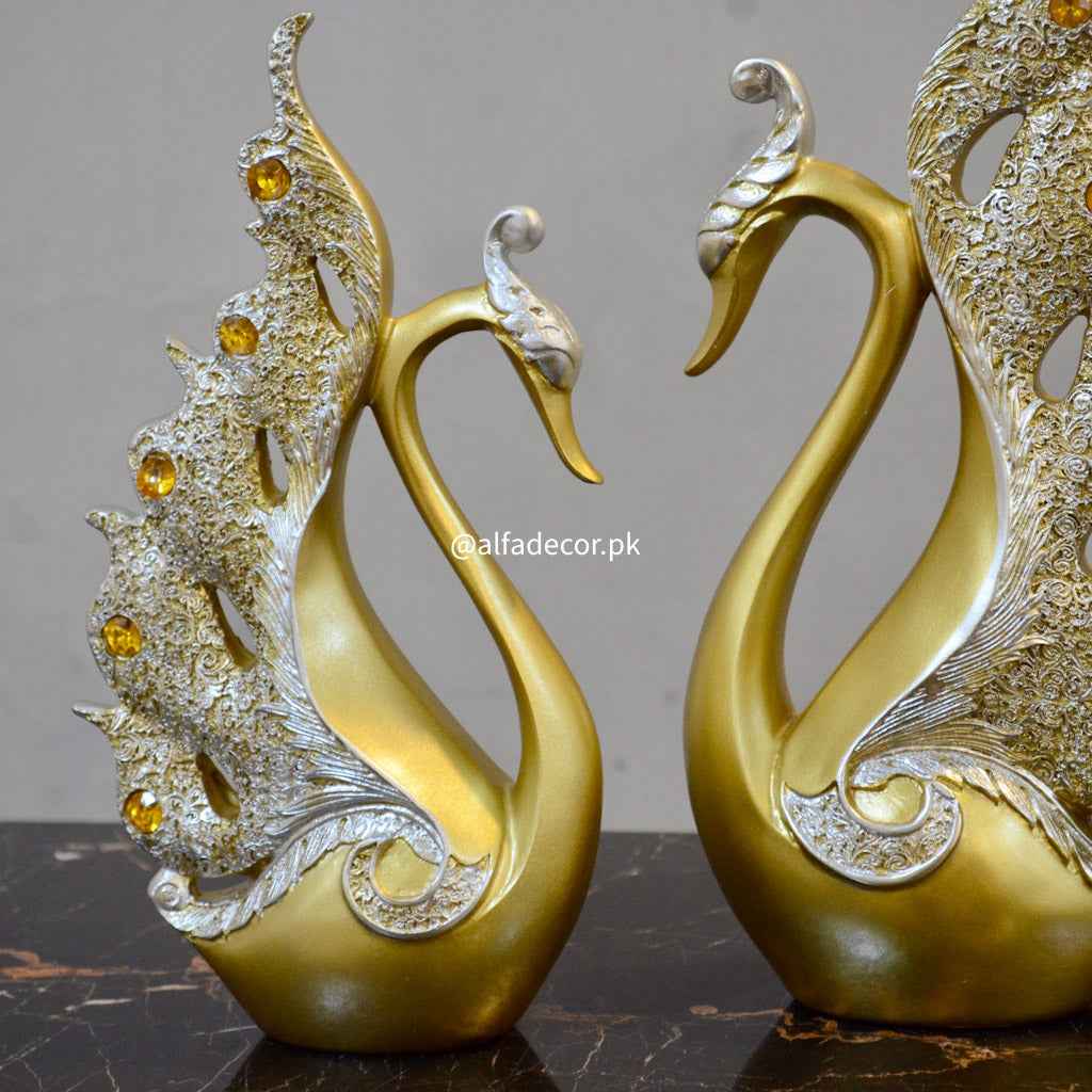 Ceramic Swan Duo Ornament