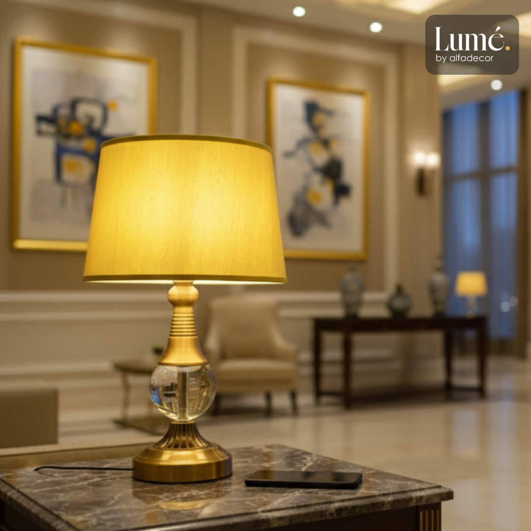 Pair of Clara Crystal Orb Lamp – A Touch of Luminous Metal Elegance