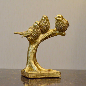 Gilded Whispers of Flight: Birds on a Arc – Premium Textured Finish