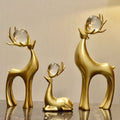 Golden Crystal Reindeer Figurines – Premium Textured Finish (Set of 3)