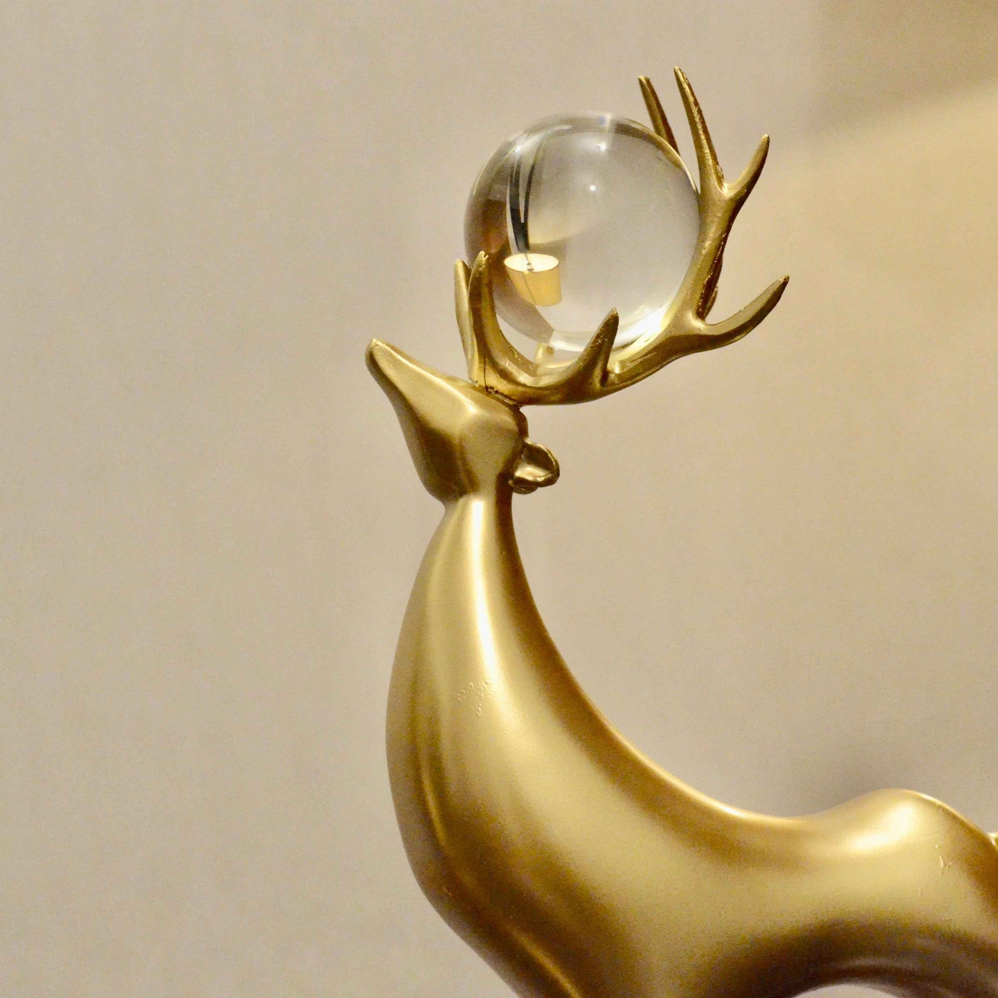 Golden Crystal Reindeer Figurines – Premium Textured Finish (Set of 3)