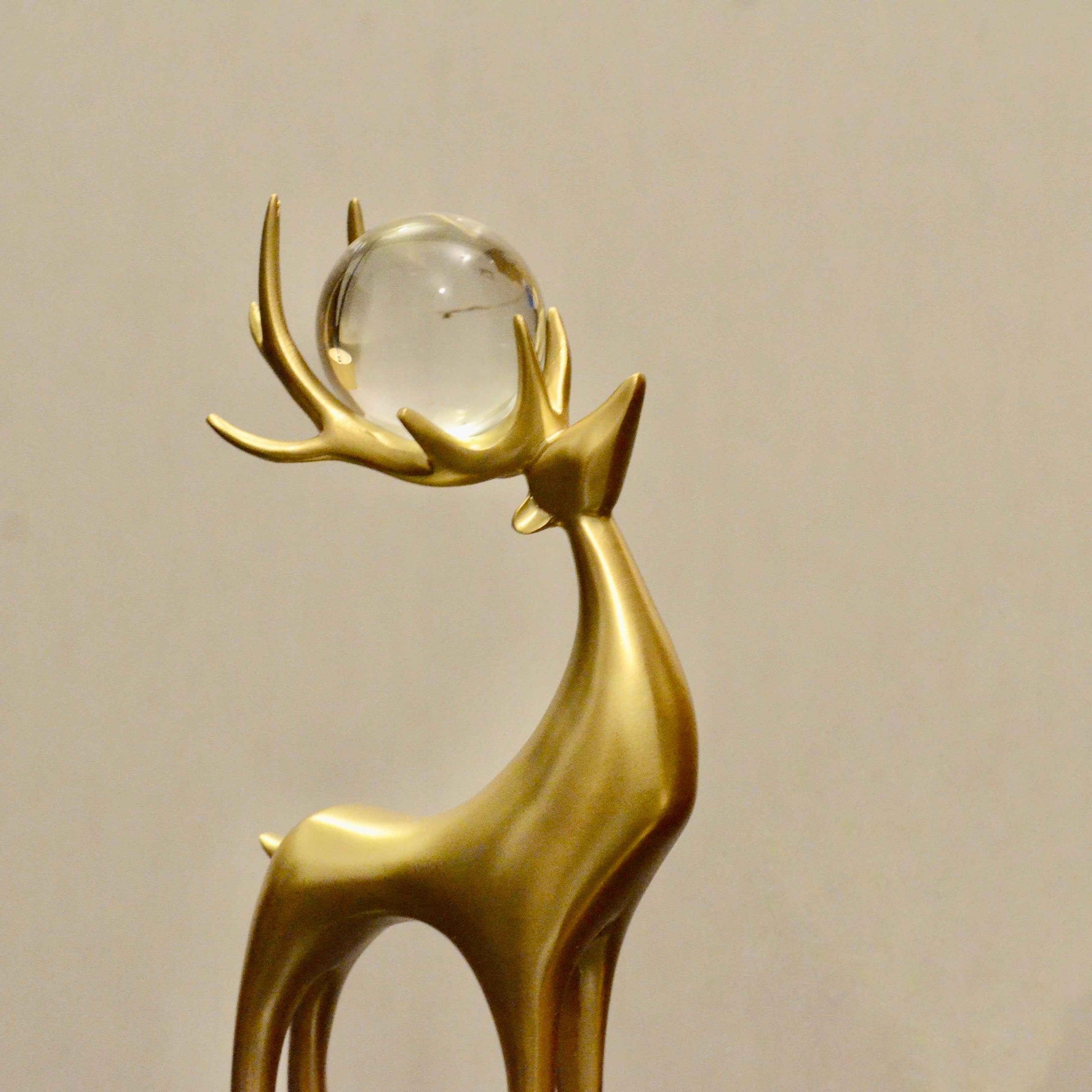 Golden Crystal Reindeer Figurines – Premium Textured Finish (Set of 3)
