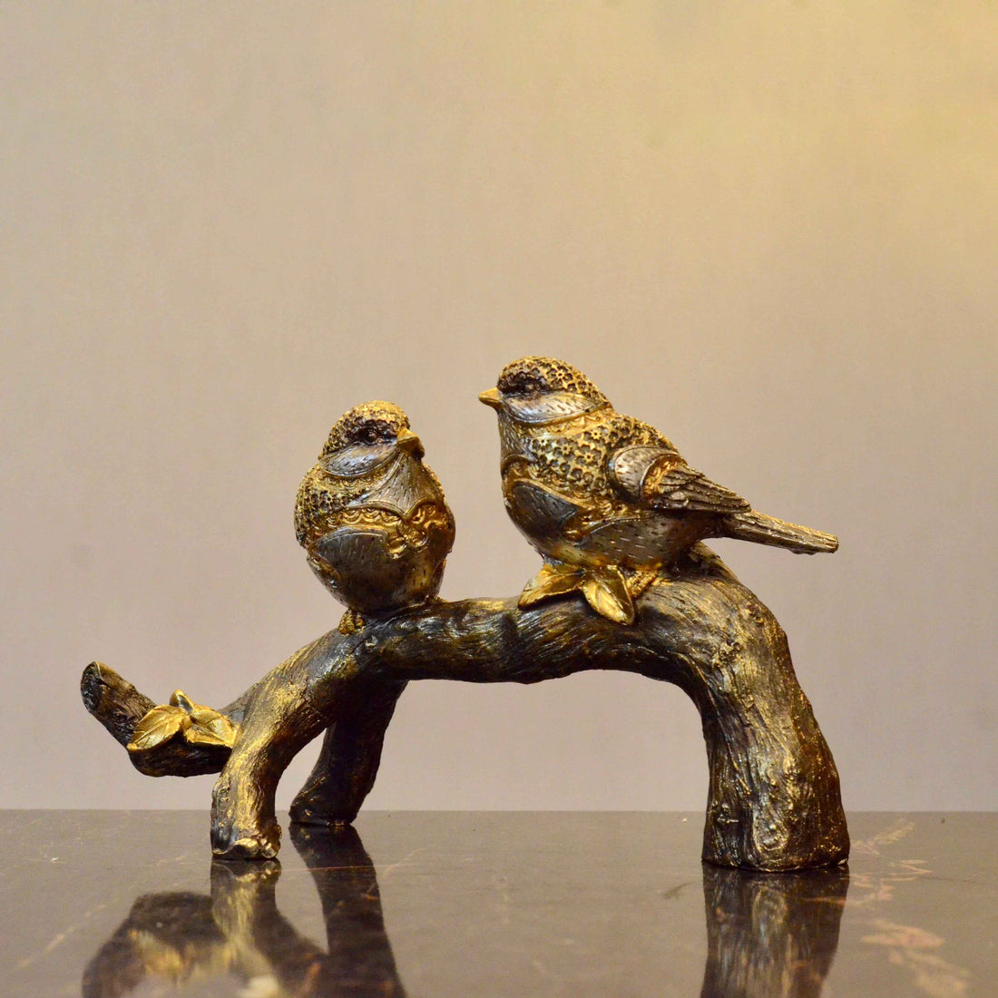 Gilded Whispers of Flight: Birds on a Arc – Premium Textured Finish