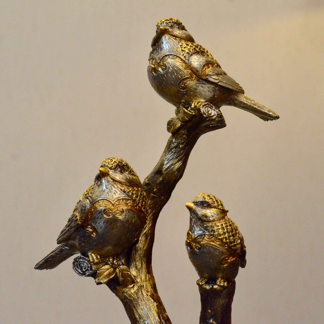 Gilded Whispers of Flight: Birds on a Arc – Premium Textured Finish