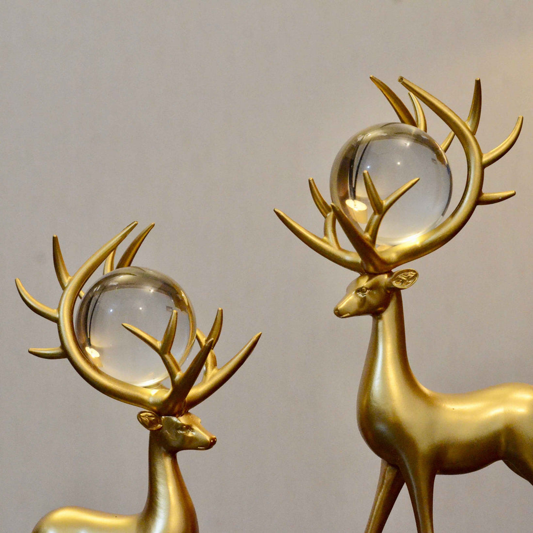 Luminous Legends Matte Black Deer Set with Golden Antlers