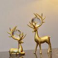 Luminous Legends Matte Black Deer Set with Golden Antlers
