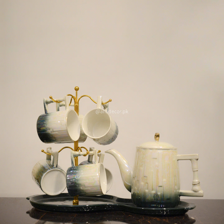 Emerald Charm Tea Set with Elegant Display