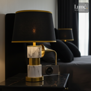 Pair of Noir Éclat Lamps – Black & Gold Metal Brilliance