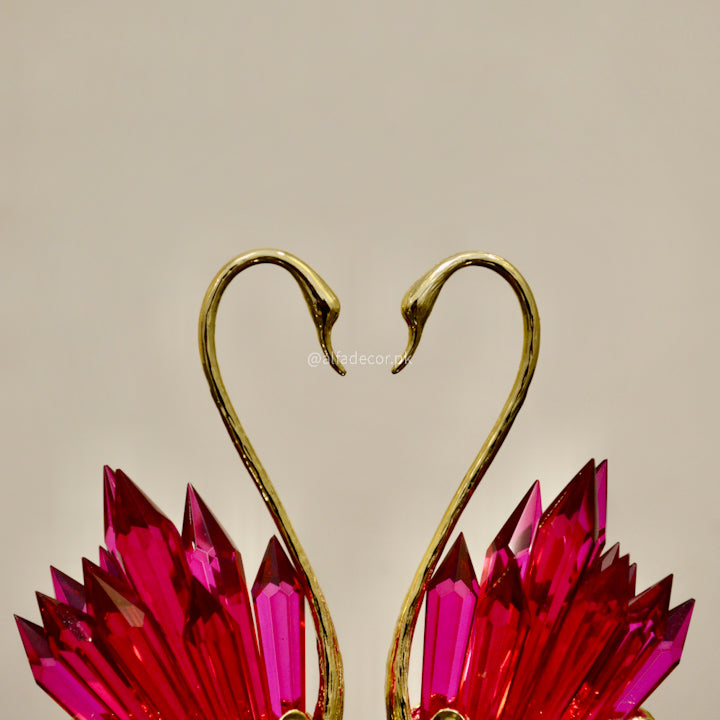 Shimmer & Grace Pink Crystal-Accented Golden Swans