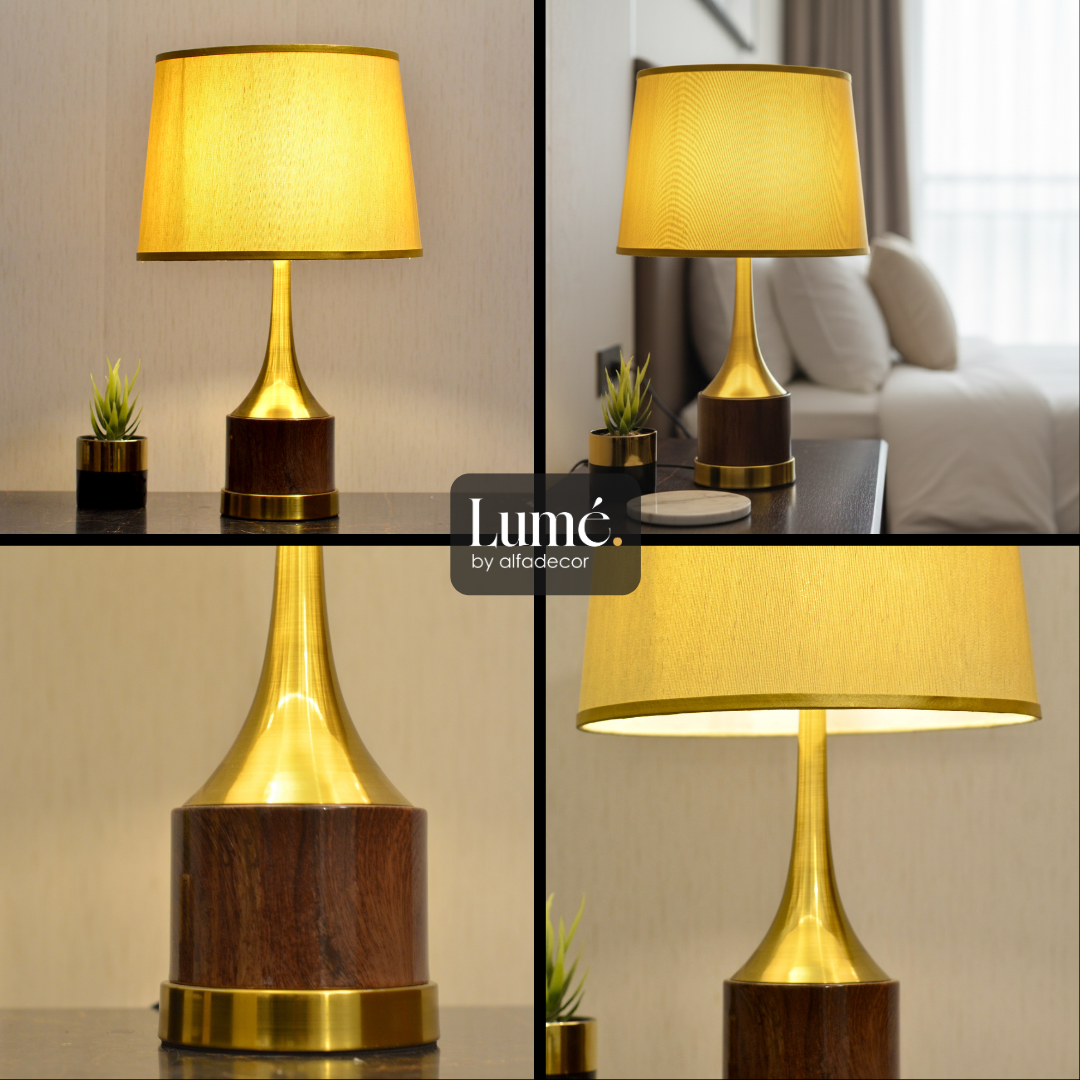 Pair of Solis Metal & Wood Table Lamp – The Warm Glow of Modern Craft