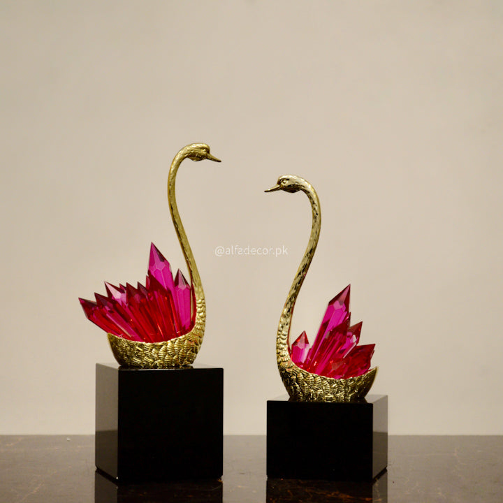 Swan Symphony Golden Grace with Pink Sparkle