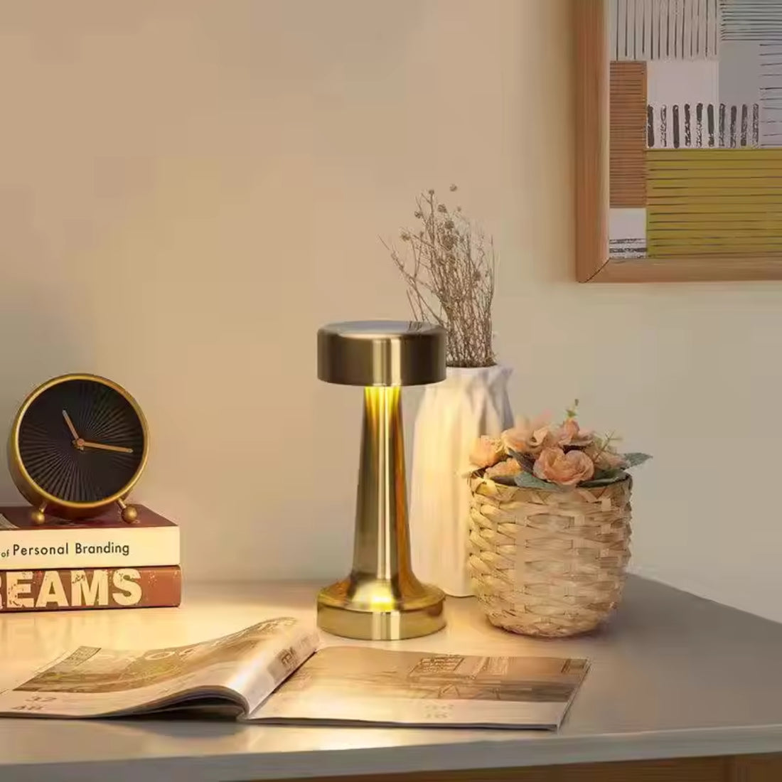 Modern Touch Table Lamp – Golden | 3 Light Modes